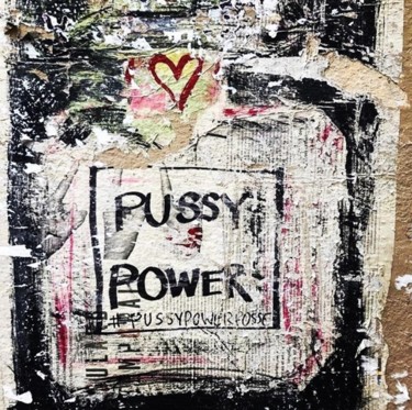 Collagen mit dem Titel "PussyPower" von Daniel Siboni, Original-Kunstwerk, Scherenschnitt