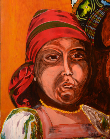Peinture intitulée "CABEZA MAYA 2" par Daniel Tardif, Œuvre d'art originale, Acrylique