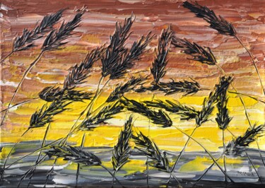 Painting titled "Grass In Brown" by Daniel Urbaník, Original Artwork, Acrylic