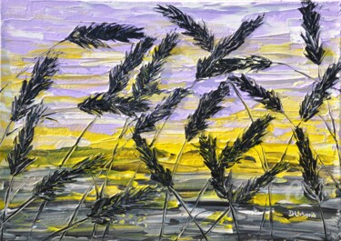 Painting titled "Grass In Purple" by Daniel Urbaník, Original Artwork, Acrylic