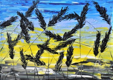 Peinture intitulée "Grass In Blue" par Daniel Urbaník, Œuvre d'art originale, Acrylique