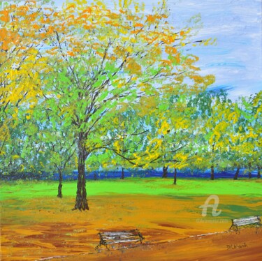Pintura intitulada "Autumn In Hyde Park…" por Daniel Urbaník, Obras de arte originais, Acrílico