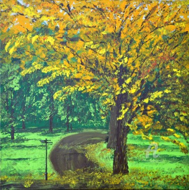 Painting titled "Autumn In Hyde Park…" by Daniel Urbaník, Original Artwork, Acrylic