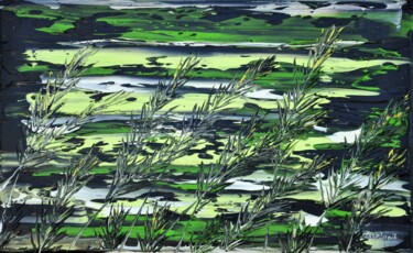 Painting titled "Grasses In Green" by Daniel Urbaník, Original Artwork, Oil