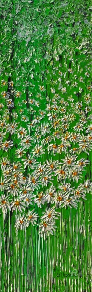 Painting titled "Daisies In The Grass" by Daniel Urbaník, Original Artwork, Oil