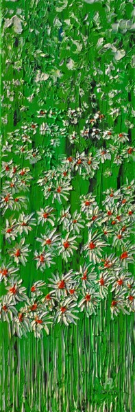 Painting titled "Daisies In The Gras…" by Daniel Urbaník, Original Artwork, Oil