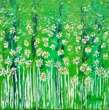 Peinture intitulée "Daisies In The Gras…" par Daniel Urbaník, Œuvre d'art originale, Huile