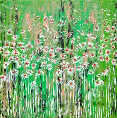 Painting titled "Daisies In The Gras…" by Daniel Urbaník, Original Artwork, Oil