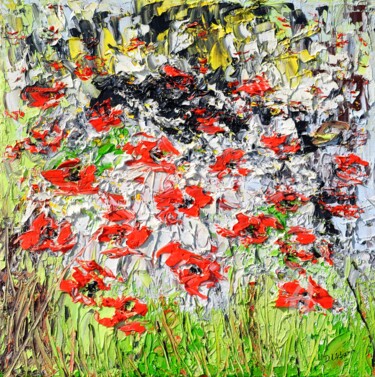 Painting titled "A Meadow Full Of Po…" by Daniel Urbaník, Original Artwork, Oil