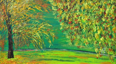 Peinture intitulée "Kew Gardens in Autu…" par Daniel Urbaník, Œuvre d'art originale, Acrylique