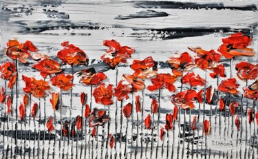 Painting titled "Flora Poppies" by Daniel Urbaník, Original Artwork, Oil