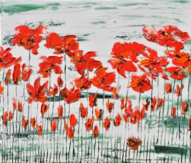 Malerei mit dem Titel "Flora Poppies 3" von Daniel Urbaník, Original-Kunstwerk, Öl