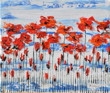 Malerei mit dem Titel "Flora Poppies 4" von Daniel Urbaník, Original-Kunstwerk, Öl