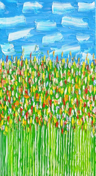 Painting titled "Abstract Meadow" by Daniel Urbaník, Original Artwork, Acrylic