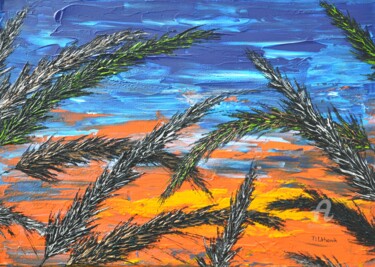 Painting titled "Grass In Blue Color" by Daniel Urbaník, Original Artwork, Acrylic