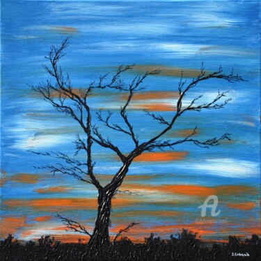 Painting titled "Night Tree" by Daniel Urbaník, Original Artwork, Acrylic