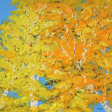 Peinture intitulée "Autumn Birches" par Daniel Urbaník, Œuvre d'art originale, Acrylique