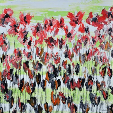 Картина под названием "Poppy Flowers 2" - Daniel Urbaník, Подлинное произведение искусства, Масло