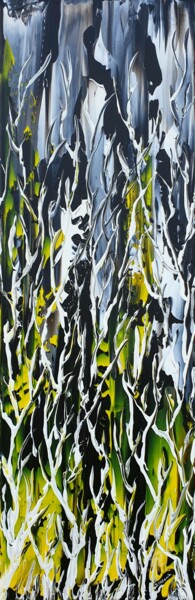Painting titled "Birches In Storm" by Daniel Urbaník, Original Artwork, Acrylic