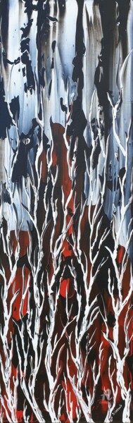 Painting titled "Birches In Storm 2" by Daniel Urbaník, Original Artwork, Acrylic