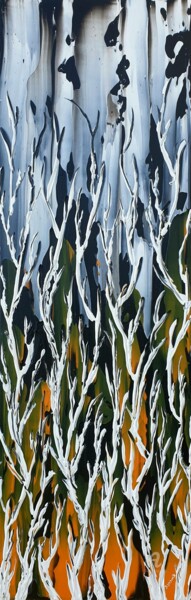 Painting titled "Birches In Storm 3" by Daniel Urbaník, Original Artwork, Acrylic