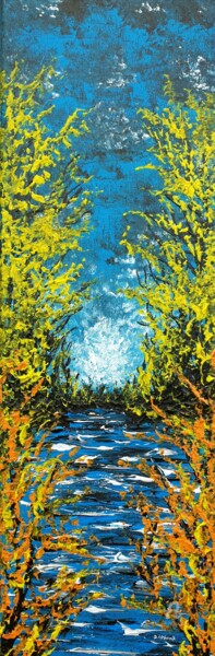 Painting titled "Autumn River 1" by Daniel Urbaník, Original Artwork, Acrylic