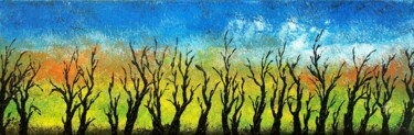 Painting titled "Winter Black Trees" by Daniel Urbaník, Original Artwork, Acrylic