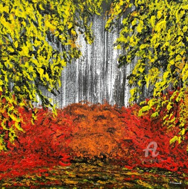 Painting titled "Autumn veil" by Daniel Urbaník, Original Artwork, Acrylic