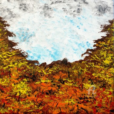 Malerei mit dem Titel "Forest in autumn 1" von Daniel Urbaník, Original-Kunstwerk, Acryl