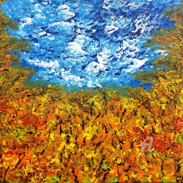 Painting titled "Forest in autumn 2" by Daniel Urbaník, Original Artwork, Acrylic
