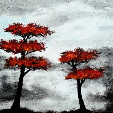 Картина под названием "Gray landscape 1" - Daniel Urbaník, Подлинное произведение искусства, Акрил