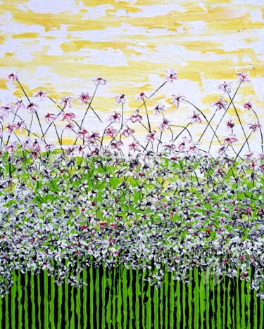 Painting titled "Daisy magic meadow" by Daniel Urbaník, Original Artwork, Acrylic