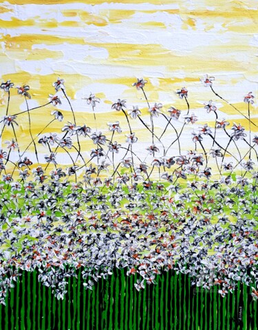 Painting titled "Daisy magic meadow 1" by Daniel Urbaník, Original Artwork, Acrylic