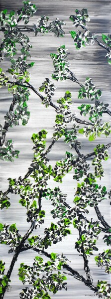 Painting titled "Blooming spring che…" by Daniel Urbaník, Original Artwork, Acrylic