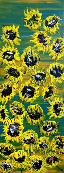Malarstwo zatytułowany „Blooming sunflowers…” autorstwa Daniel Urbaník, Oryginalna praca, Akryl