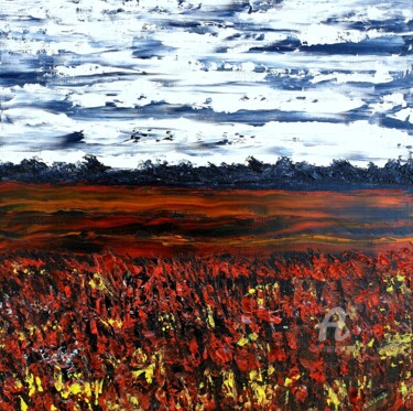 Painting titled "Meadow after rain" by Daniel Urbaník, Original Artwork, Acrylic