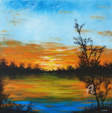 Painting titled "Sunset in the count…" by Daniel Urbaník, Original Artwork, Acrylic