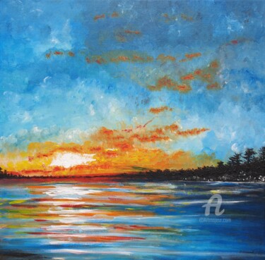 Malerei mit dem Titel "SETTING SUN" von Daniel Urbaník, Original-Kunstwerk, Acryl