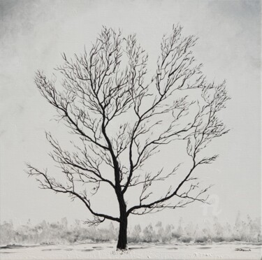 Painting titled "Snow landscape" by Daniel Urbaník, Original Artwork, Acrylic