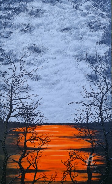 Painting titled "Sun in the lake 7" by Daniel Urbaník, Original Artwork, Acrylic