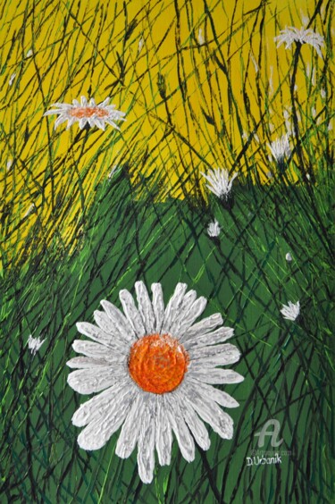 Peinture intitulée "Daisies In A Meadow" par Daniel Urbaník, Œuvre d'art originale, Acrylique