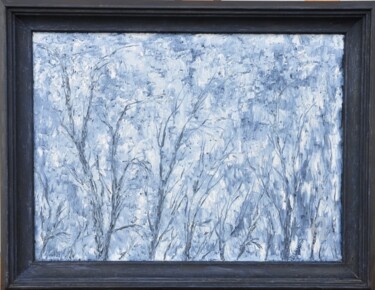 Painting titled "Forest in Gray" by Daniel Urbaník, Original Artwork, Oil