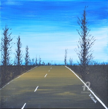 Painting titled "Road Tlmače-Levice…" by Daniel Urbaník, Original Artwork, Acrylic