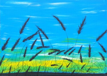 Painting titled "Sunrise In The Grass" by Daniel Urbaník, Original Artwork, Acrylic