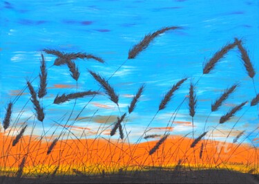 Painting titled "Sunset In The Grass" by Daniel Urbaník, Original Artwork, Acrylic