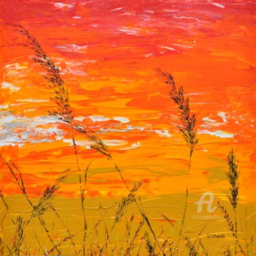 Painting titled "Grass In Gold 2" by Daniel Urbaník, Original Artwork, Acrylic