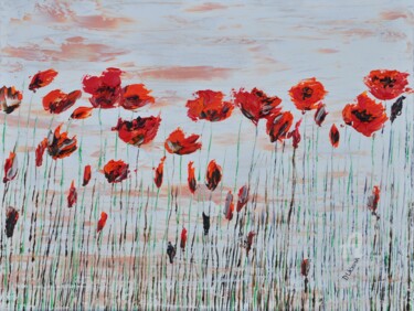 Painting titled "Wild Poppies 3" by Daniel Urbaník, Original Artwork, Acrylic