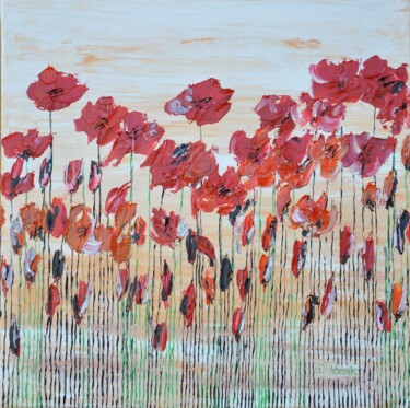 Картина под названием "Wild Poppies 8" - Daniel Urbaník, Подлинное произведение искусства, Масло