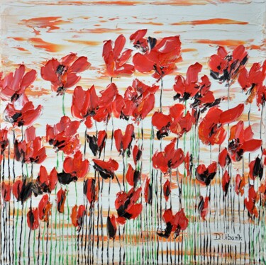 Painting titled "Wild Poppies 8" by Daniel Urbaník, Original Artwork, Oil