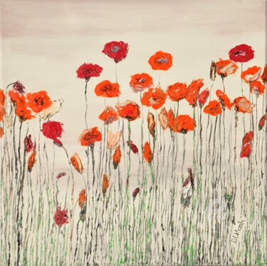 Painting titled "Wild Poppies 1" by Daniel Urbaník, Original Artwork, Oil